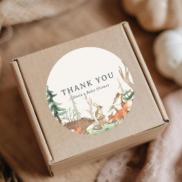 Adesivo Redondo Rustic Winter Woodland Baby Shower Favor