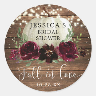 Adesivo Redondo Rustic Wood Burgundy Pumpkin Obrigado