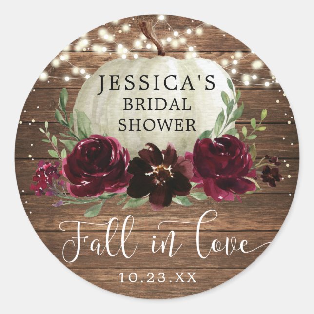 Adesivo Redondo Rustic Wood Burgundy Pumpkin Obrigado (Frente)