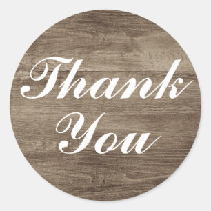 Adesivo Redondo Rustic Wood Farmhouse Barn Elegante Obrigado