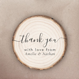 Adesivo Redondo Rustic Wood Slice Wedding Thank You