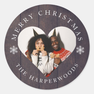 Adesivo Redondo Rustic Wood Snowflakes Natal 1 Foto