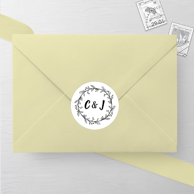 Adesivo Redondo Rustic Wreath Wedding (Criador carregado)