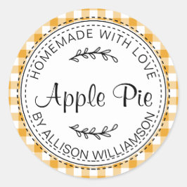 Adesivo Redondo Rústica Homemade Apple Pie Mellow Yellow Check
