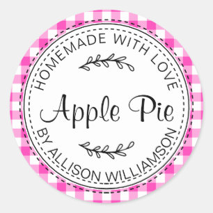 Adesivo Redondo Rústica Homemade Apple Pie Neon Pink Check