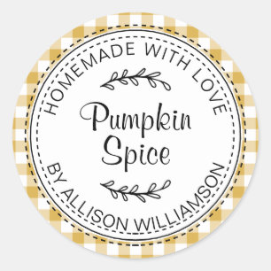 Adesivo Redondo Rústica Homemade Pumpkin Spice Amarelo