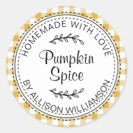 Adesivo Redondo Rústica Homemade Pumpkin Spice Amarelo