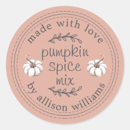 Adesivo Redondo Rústica Homemade Pumpkin Spice Mix Dusty Pink