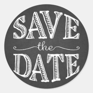 Adesivo Redondo Rústica Inscrição de Mão Salve o Vinheta de Datas