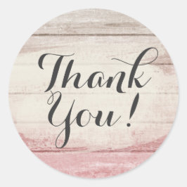 Adesivo Redondo Rústica Madeira Blush Pink Ombre Shabby Obrigado