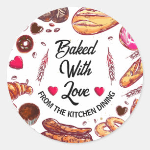 Adesivo Redondo rústico assado de amor pelo jantar na cozinha