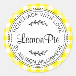 Adesivo Redondo Rústico Bofo Caseiro Limão Pie Amarelo