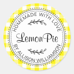 Adesivo Redondo Rústico Bofo Caseiro Limão Pie Amarelo
