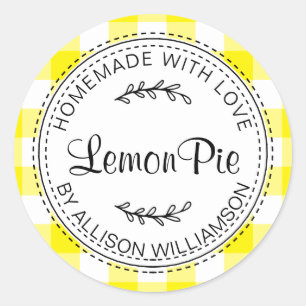 Adesivo Redondo Rústico Bofo Caseiro Limão Pie Amarelo