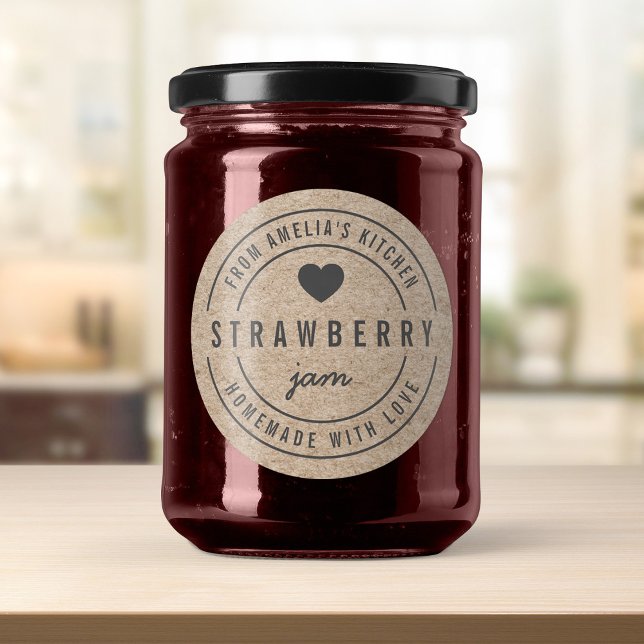 Adesivo Redondo Rústico Falso Kraft Feito em Casa com Amor (Criador carregado)