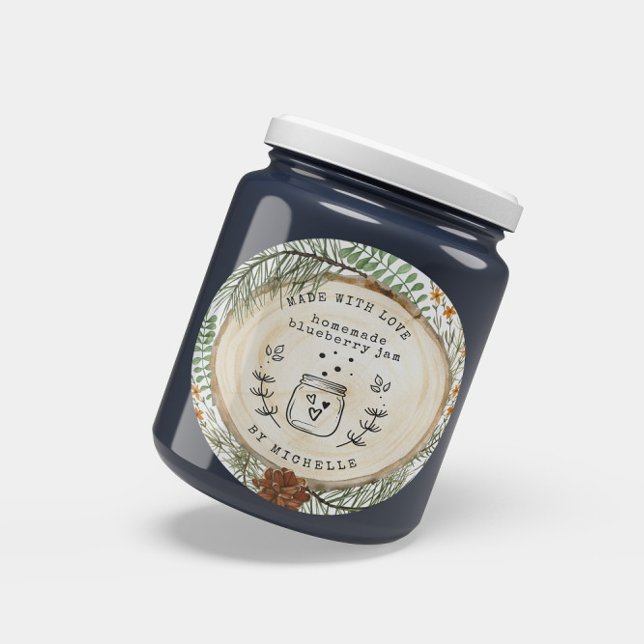 Adesivo Redondo Rústico Feito à Mão Com Amor rótulo de conserva (Criador carregado)