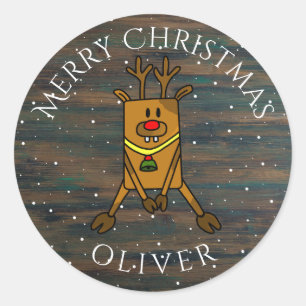 Adesivo Redondo Rústico Fofo-de-Natal