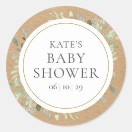 Adesivo Redondo Rústico Gênero Neutro Chá Aquarela Verde