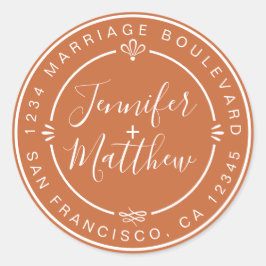 Adesivo Redondo Rústico Monograma Chic Endereço de Devolução Laran