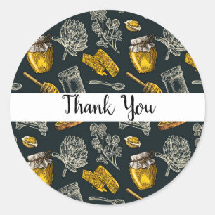 Adesivo Redondo Rústico orgânico do vintage escuro da colmeia da