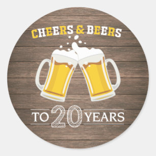Adesivo Redondo Rústicos Saúde e Cervejas a 20 anos