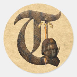 Adesivo Redondo Rusty Knights Inicial T