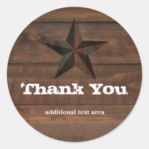 Adesivo Redondo Rusty Star Rustic Western Wood Sticker