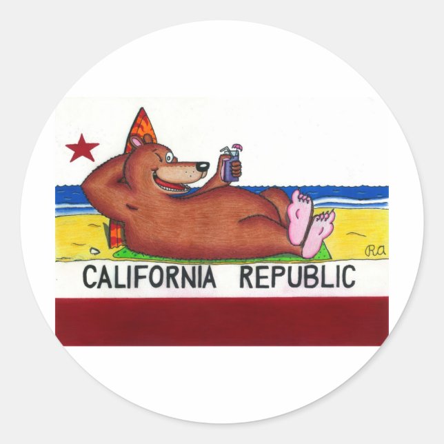 Adesivo Redondo Rusty's California Bear Flag (Frente)