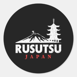 Adesivo Redondo Rusutsu Japan Ski Resort Retro Skiting Snowboard