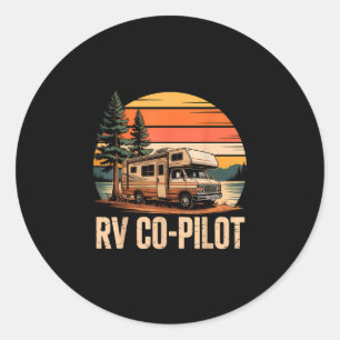 Adesivo Redondo Rv co-piloto acampamento rv camper pôr do sol cêni