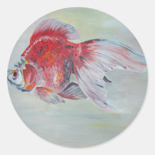 Adesivo Redondo Ryukin Goldfish — Pintura em acrílico
