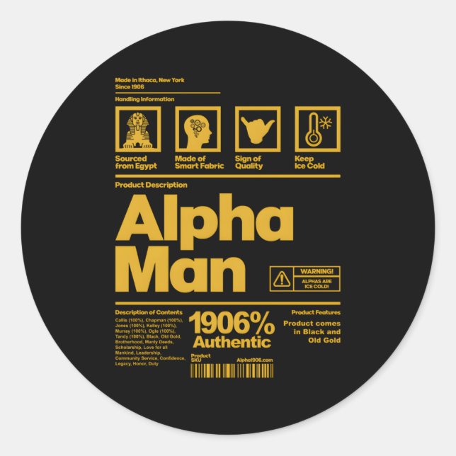 Adesivo Redondo S Alpha African 1906 Fraternity Information Descri (Frente)