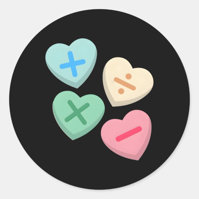 Adesivo Redondo S Day Ele Com Símbolos Matemáticos (Frente)