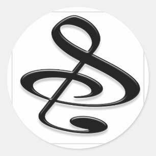 Adesivo Redondo "S", "&", e/ou nota musical de Clef de triplo