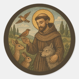 Adesivo Redondo S. Francisco de Assis Padroeiro dos Animais