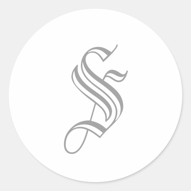 Adesivo Redondo S - Letra Monograma Cinza Sticker Antigo Inglês