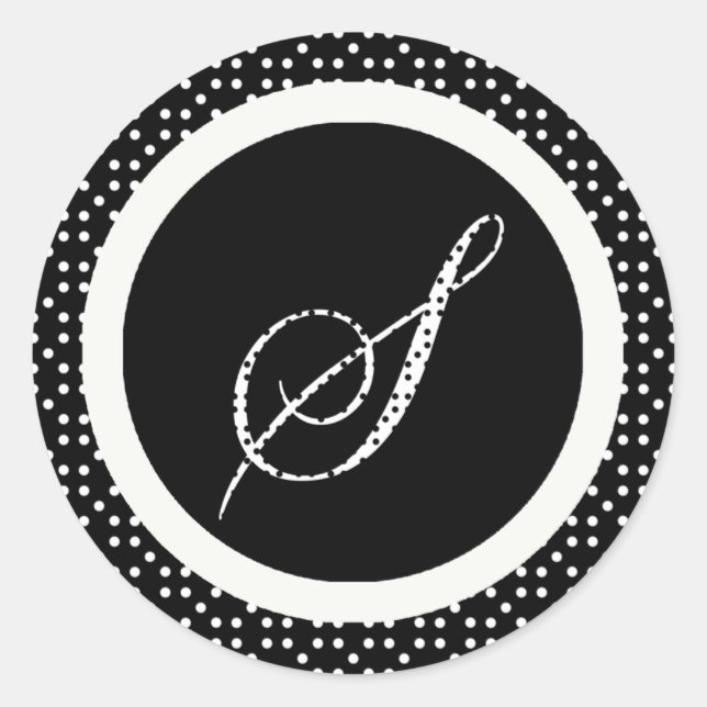 Adesivo Redondo S Monograma - Letra Envelope Selo (Frente)