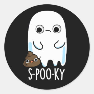 Adesivo Redondo S-Poo-ky Engraçado Ghost Poop Dark BG