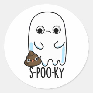 Adesivo Redondo S-Poo-ky Engraçado, Ghost Poop Pun
