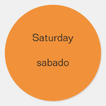 Sábado sabado Inglês para os Stickers Espanhóis