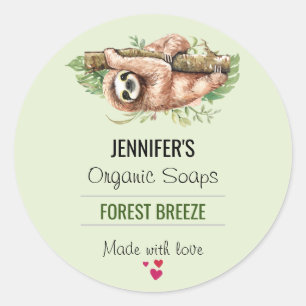 Adesivo Redondo Sabão de Lama de Cores Aquáticas e Folhas Tropic