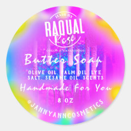 Adesivo Redondo Sabão-Manteiga Cosméticos Logotipo Hológrafo Terap