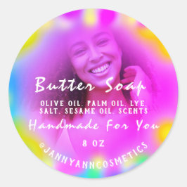 Adesivo Redondo Sabão-Manteiga Fotografia CosméticaHológrafo Terap