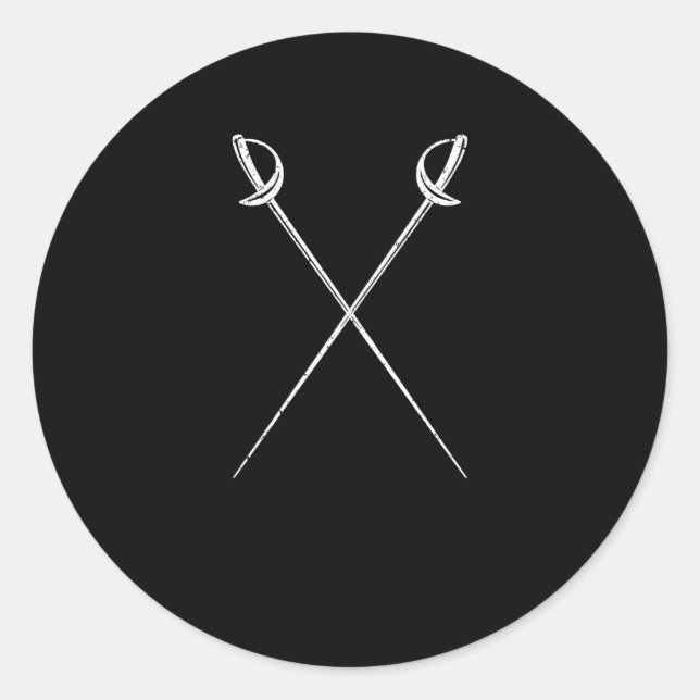 Adesivo Redondo Saber esgrima espadas artes marciais duel (Frente)