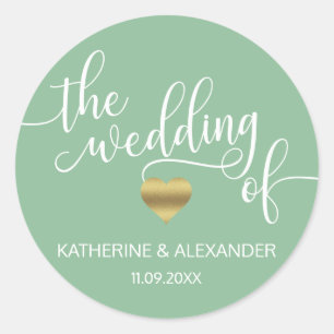 Adesivo Redondo Sábio Dourado moderno Verde O CASAMENTO DAS FÉRI