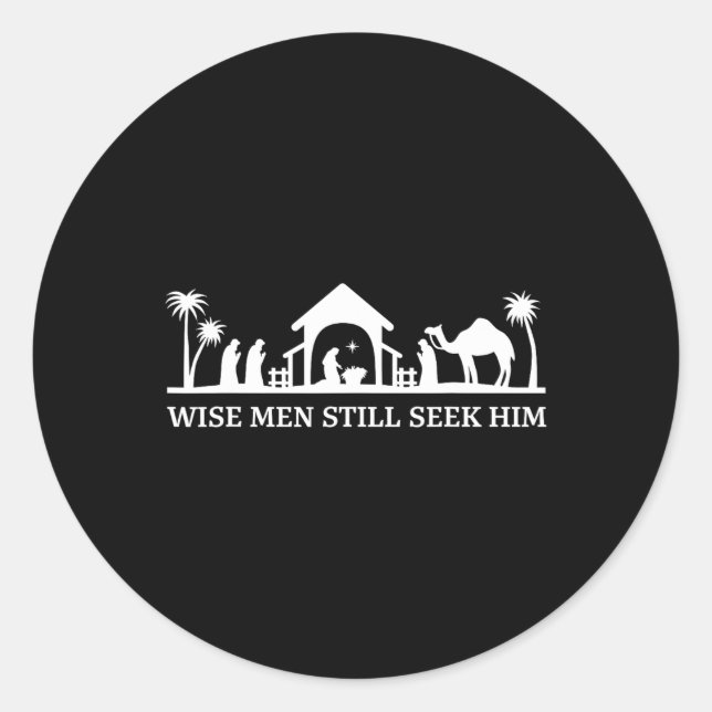 Adesivo Redondo Sábios ainda procuram ele cristão natal jesus (Frente)