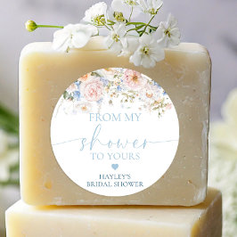 Adesivo Redondo Sabon Hargrove Blue Floral De Meu Banho Para o Seu