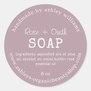Adesivo Redondo Sabonete Artesanal Rose + Oudh – Mauve Organic Ski