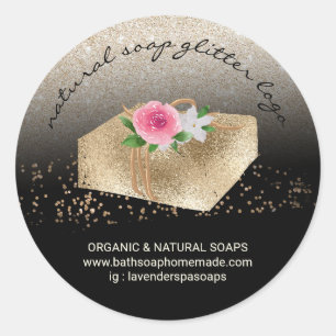 Adesivo Redondo Sabonete Caseiro Natural Orgânico Spa Ouro
