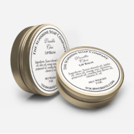 Adesivo Redondo Sabonete cosmético branco estilo vintage com texto